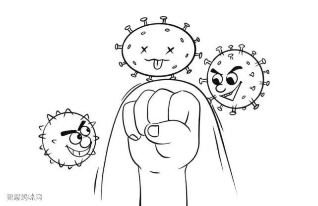 新冠病毒预防简笔画图片