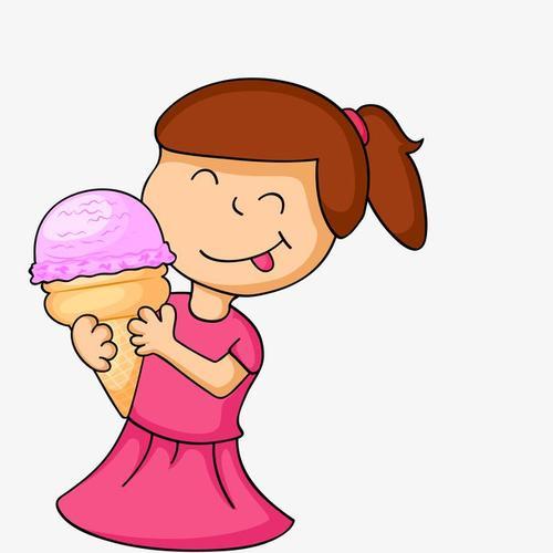 小女孩拿冰淇淋简笔画图片