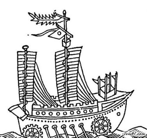 中国古代战船简笔画(简笔画图片大全) 