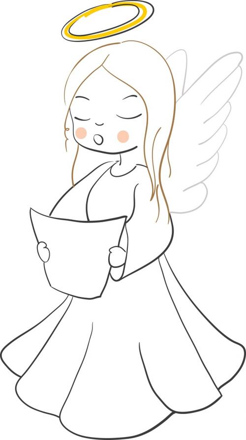 天使少女简笔画 简单图片