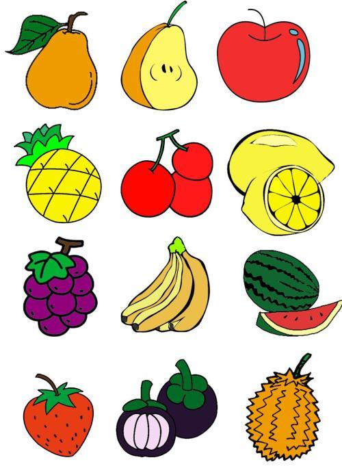 各种卡通水果简笔画水果简笔画大全适合幼儿园小班教学苹果香蕉和桔子