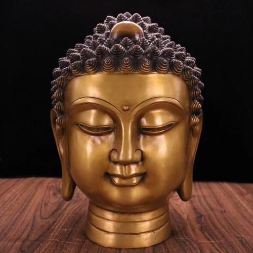 纯铜佛头摆件佛光普照如来佛祖头像释迦摩尼佛像客厅摆件桌面摆件